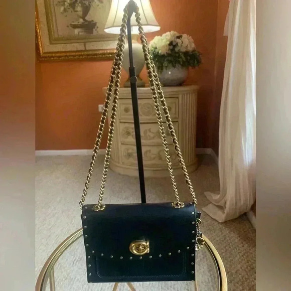 Coach Handbags - Coach Parker crossbody With Rivets Bag Black Color.